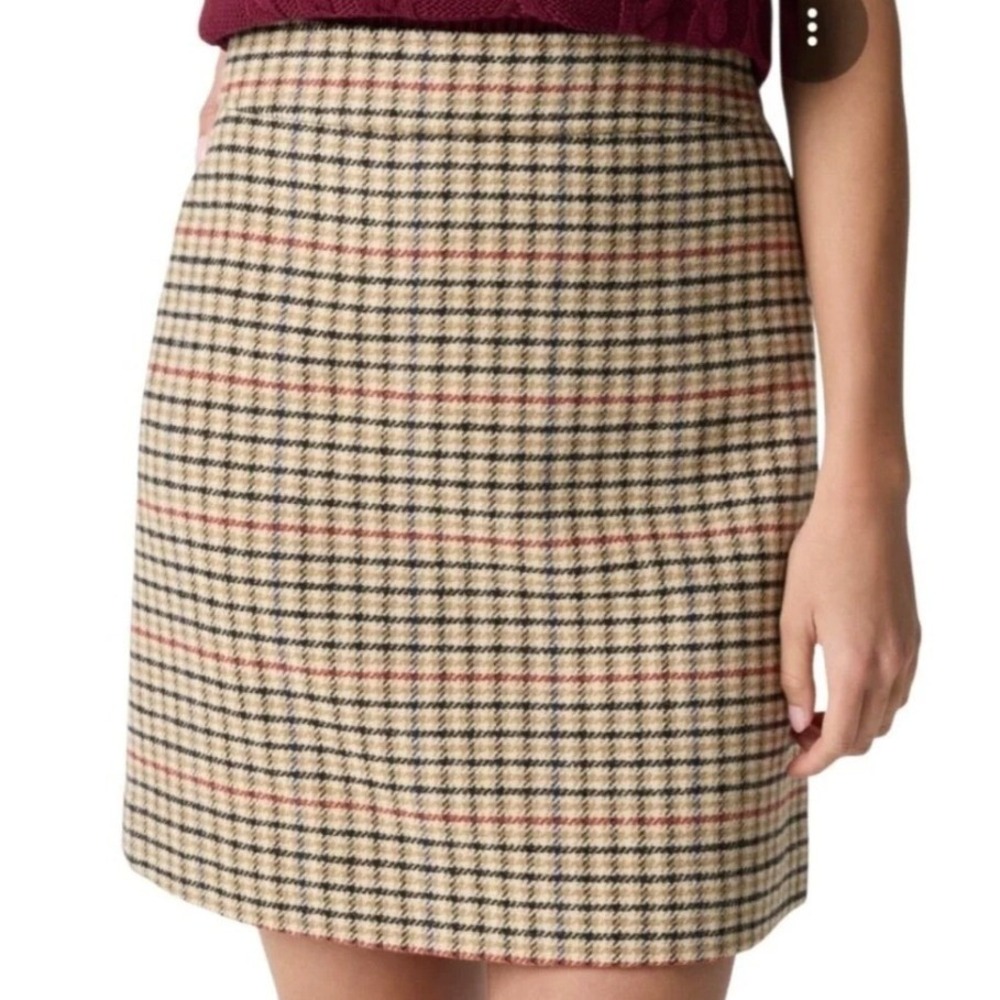 J.Crew Wool Blend Herringbone A-Line Mini Skirt Tan Size 6